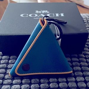 NWT Coach teal and yellow triangle bag charm